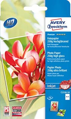 Avery-Zweckform Premium Photo Paper Inkjet C2550-50 Fotopapier 10 x 15 cm 250 g/m² 50 vellen Hoogglans Avery-Zweckform Premium Photo Paper Inkjet C2550-50 Fotopapier 10 x 15 cm 250 g/m² 50 vellen Hoogglans