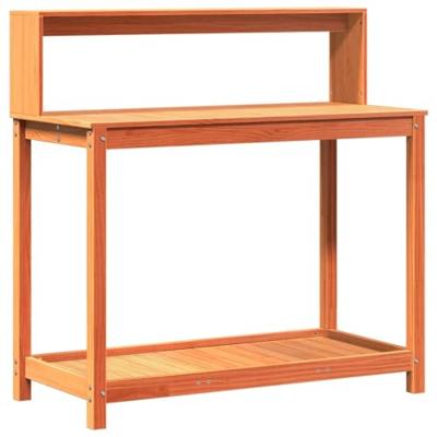 VidaXL Oppottafel met schappen 108x50x109,5 cm grenenhout bruin