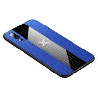 Voor Huawei P20 Pro XINLI stiksels doek Textue schokbestendig TPU beschermhoes (blauw) - thumbnail