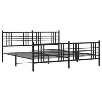 Bedframe met hoofd- en voeteneinde metaal zwart 183x213 cm - thumbnail