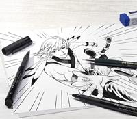 Faber Castell FC-167132 Tekenstift Pitt Artist Pen Manga 4-delig Etui Black - thumbnail