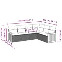 6-delige Loungeset met kussens poly rattan beige - thumbnail