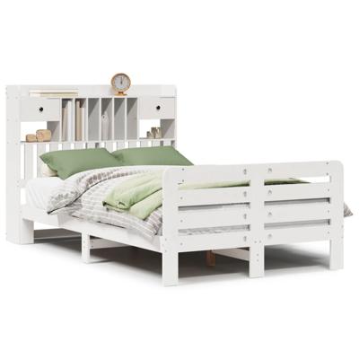 Bed met boekenkast zonder matras grenenhout wit 160x200 cm - thumbnail