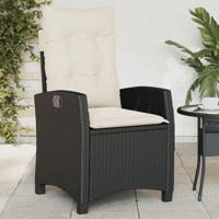 Tuinstoel verstelbaar met kussens poly rattan zwart - thumbnail