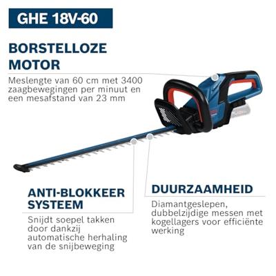 Bosch Professional GHE 18V-60 Accu-heggenschaar