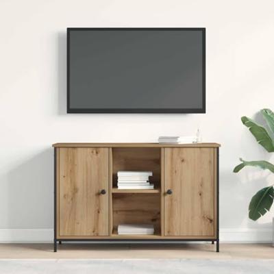 TV-kast artisanaal eikenkleurig 101 x 35 x 65 cm Bewerkt hout