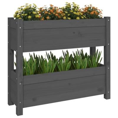 Plantenbak 77x25x66 cm massief grenenhout grijs