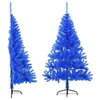 VidaXL Kunstkerstboom met standaard half 120 cm pvc blauw - thumbnail
