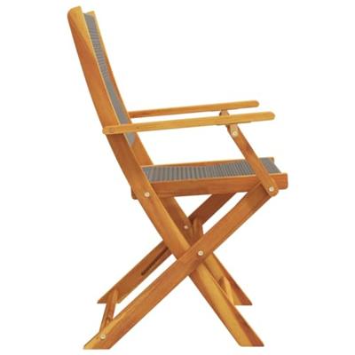 Tuinstoelen 2 st massief acaciahout en polypropeen grijs - thumbnail