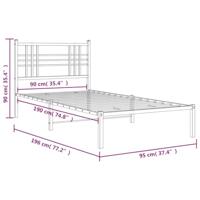 Bedframe met hoofdbord metaal zwart 90x190 cm - thumbnail