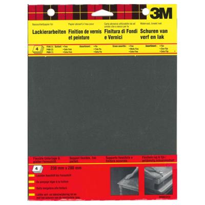 3M™ Schuurpapier wet-or-dry - pak à 4 vellen - zwart - P240/P400x2/P600