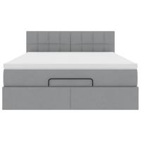 Ottoman bed met matras 140x200cm stof lichtgrijs - thumbnail