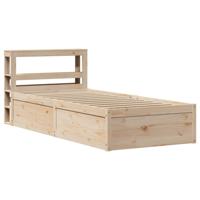 Bedframe met hoofdbord massief grenenhout 75x190 cm - thumbnail