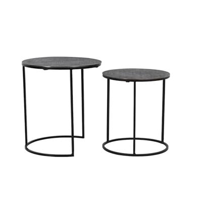 Light & Living Bijzettafel 'Rengo' Set van 2 stuks, kleur Zwart Nikkel