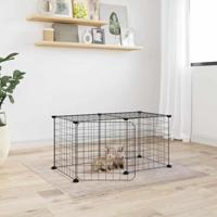VidaXL Huisdierenkooi met deur 8 panelen 35x35 cm staal zwart - thumbnail