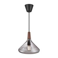Hanglamp smokeglas hout 'Nori 27' E27 fitting 270mm DFTP - thumbnail
