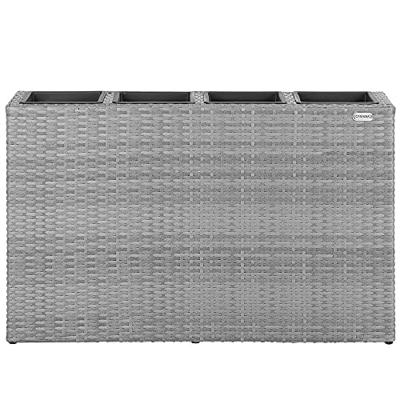 Polyrattan Bloembak 4 delig - Grijs - 95 x 27 x 60 cm