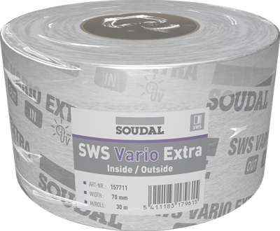 Soudal SWS Vario Extra | Vochtregulerende folie | 70 mm x 30 m | Wit - 157711 Soudal SWS Vario Extra | Vochtregulerende folie | 70 mm x 30 m | Wit - 157711