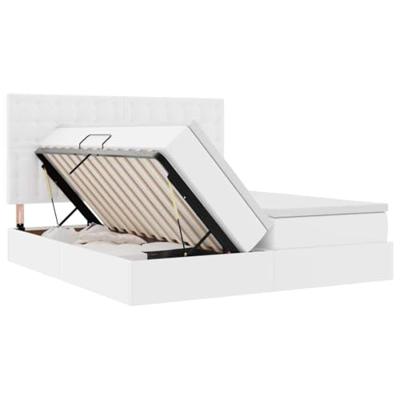 Opbergbed met matras met matras Puur Wit 200 x 200 cm Nep Leer