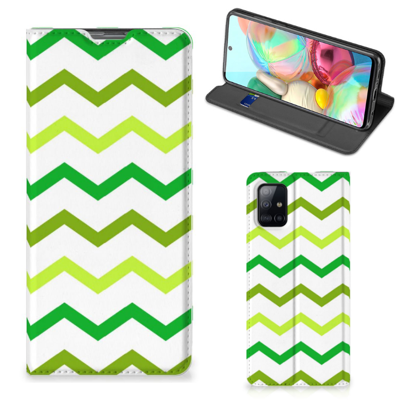 Samsung Galaxy A71 | Hoesje met Magneet | Zigzag Groen Samsung Galaxy A71 | Hoesje met Magneet | Zigzag Groen