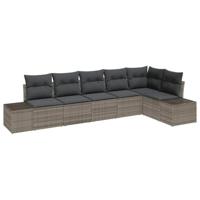 Tuinbankenset met opslag 6 pcs Grijs poly rattan - thumbnail