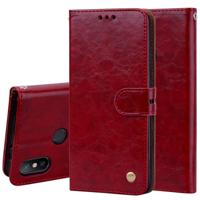 Business stijl olie Wax textuur horizontale Flip lederen case voor Xiaomi mi 6X/a2 met houder & kaartsleuven & portemonnee (rood) - thumbnail
