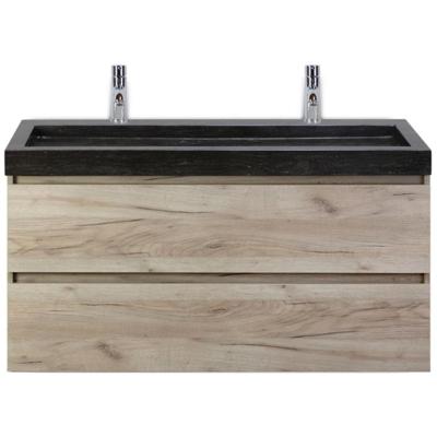 Maxx XL Badmeubelset 120 cm - Craft Oak - Wastafel Lucca Enkel 2 Kraangaten