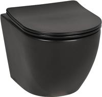 Saqu Please compact hangtoilet randloos met softclose toiletbril mat zwart - thumbnail