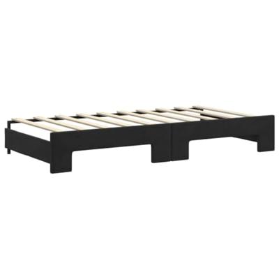 Slaapbank met onderschuifbed 90x190 cm fluweel zwart