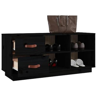 Schoenenbank 100x34x45 cm massief grenenhout zwart