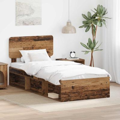 Bedframe met hoofdeinde Oudhout 75 x 190 cm Massief grenenhout