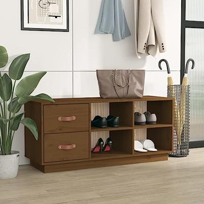 VidaXL Schoenenbank 100x34x45 cm massief grenenhout honingbruin VidaXL Schoenenbank 100x34x45 cm massief grenenhout honingbruin