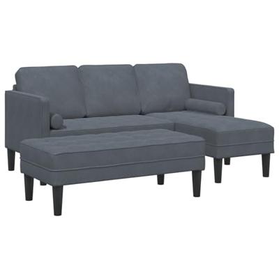 Bankstel met kussen 2 pcs Donkergrijs Polyester