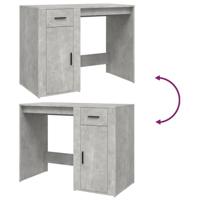 Bureau 100x49x75 cm bewerkt hout betongrijs - thumbnail