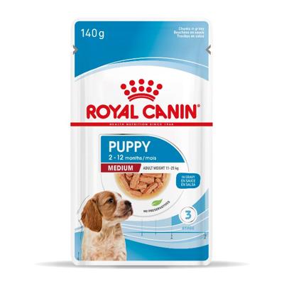 Royal Canin Medium Puppy natvoer hond (in saus) 4 dozen (40 x 140 g)