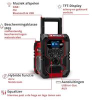 Einhell TE-CR 18 Li Draagbare radio DAB+, FM Bluetooth, AUX, USB Rood/zwart - thumbnail