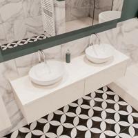 Mondiaz Lush Barco badmeubel underlayment 150 cm 2 lades mdf 2 waskommen beide zijden 2 kraangaten - thumbnail