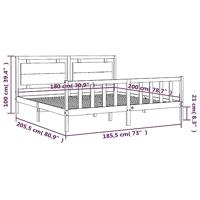 Bedframe met hoofdbord massief hout 180x200 cm - thumbnail