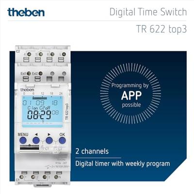 Theben 6220130 Schakelklok Digitaal Weekprogramma 2600 W IP20 Countdown-functie, Gangreserve, Externe ingang, Impulsfunctie, Zomer- en wintertijd omzetten