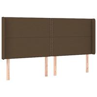 Hoofdbord met randen 203x16x118/128 cm stof donkerbruin - thumbnail