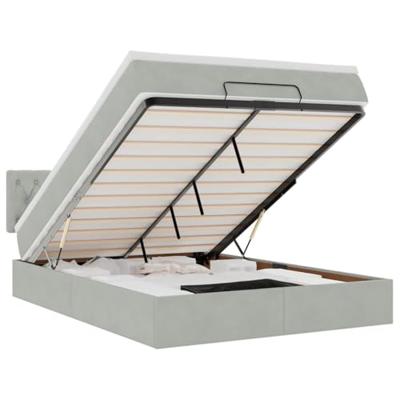 Ottoman bed met matras 140x200cm fluweel lichtgrijs