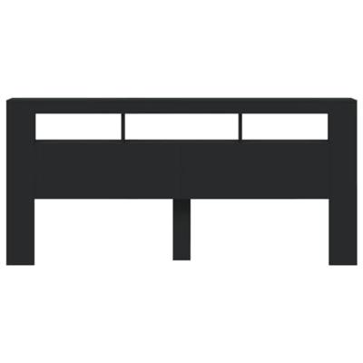 Hoofdeinde met LED 220x18,5x103,5 cm bewerkt hout zwart