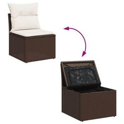 6-delige Loungeset met kussens poly rattan bruin - thumbnail