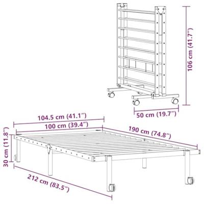 Bedframe zonder matras opvouwbaar 100x190 cm staal zwart Bedframe zonder matras opvouwbaar 100x190 cm staal zwart