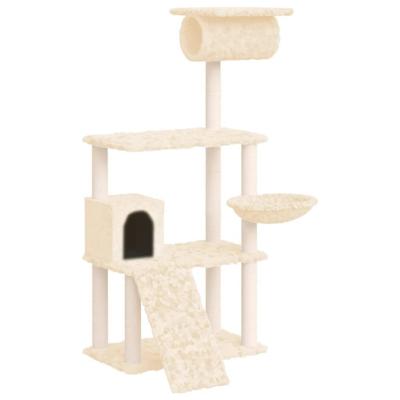VidaXL Kattenmeubel met sisal krabpalen 131 cm crèmekleurig