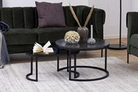 Bendt Salontafel 'Flemming' Set van 2 stuks, Marmerlook en glas, kleur zwart - thumbnail