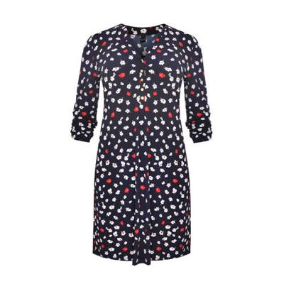 Yoek gebloemde jurk MILOU donkerblauw/wit/rood