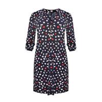 Yoek gebloemde jurk MILOU donkerblauw/wit/rood - thumbnail