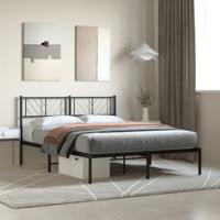 Bedframe met hoofdbord metaal zwart 120x190 cm - thumbnail