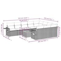 11-delige Loungeset met kussens poly rattan gemengd beige - thumbnail